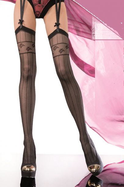 Festiva stockings; seksi nogavice za podvezni pas , črna - Fiore
