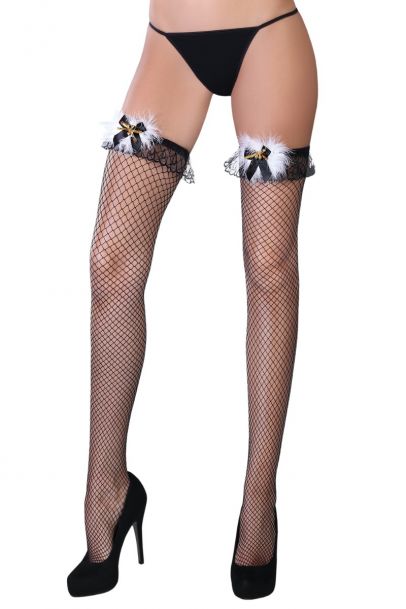 Pearl stockings; samostoječe nogavice , črna - CoFashion