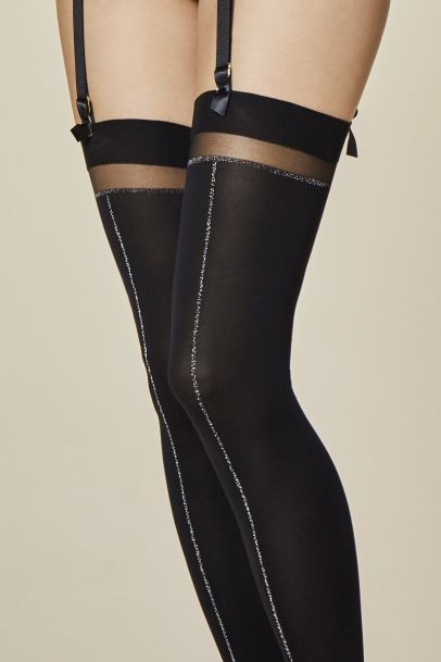 Together stockings; nogavice za podvezni pas, črna - Fiore