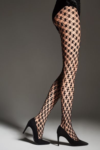 Lana stocking; mrežaste hlačne nogavice, črna - Fiore