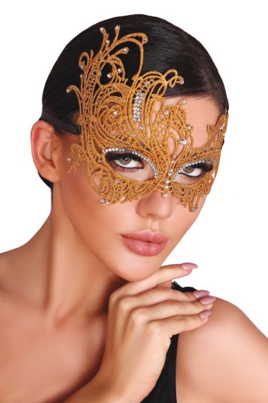 Golden lace mask; čipkasta maska, zlata - Livia Corsetti fashion