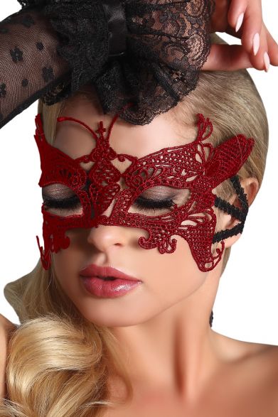 Lace mask 3; čipkasta maska, rdeča - Livia Corsetti fashion